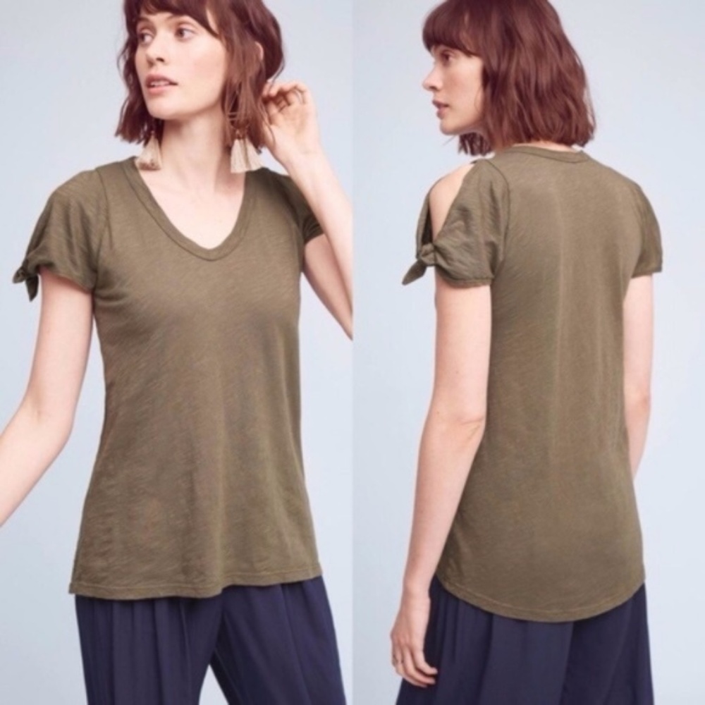 Left of Center Cold Shoulder V-Neck Olive Green